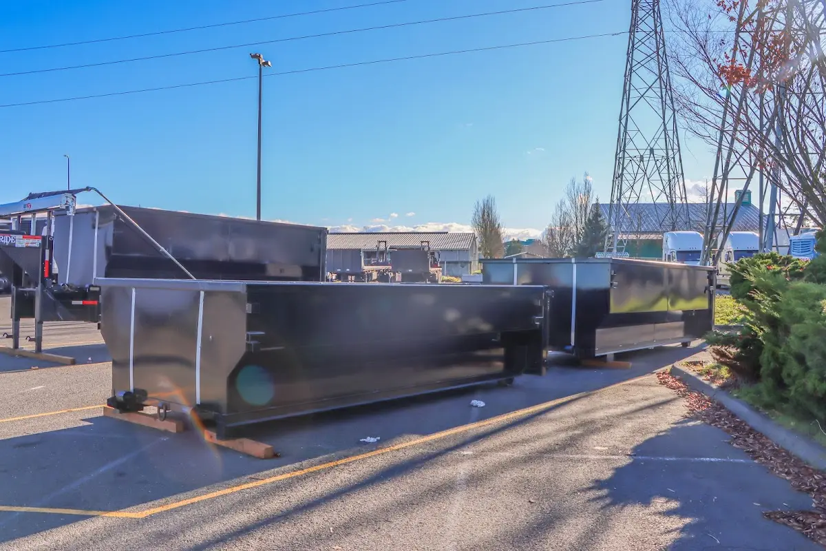Roll-off dumpster ready for waste disposal at job site for Construction Dumpster Rental in Glassboro